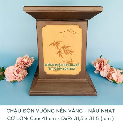 Nơi bán đôn vuông gốm sứ nền vàng mẫu nâu nhạt chất lượng tốt